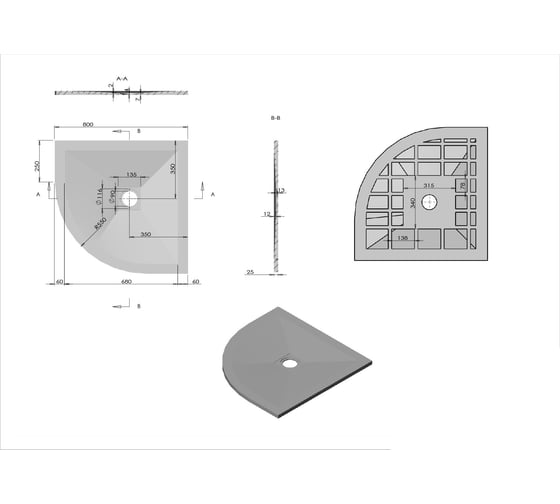 Поддон для душа VINCEA из искусственного камня, 800x800x25, белый матовый VST-4SQ8080W