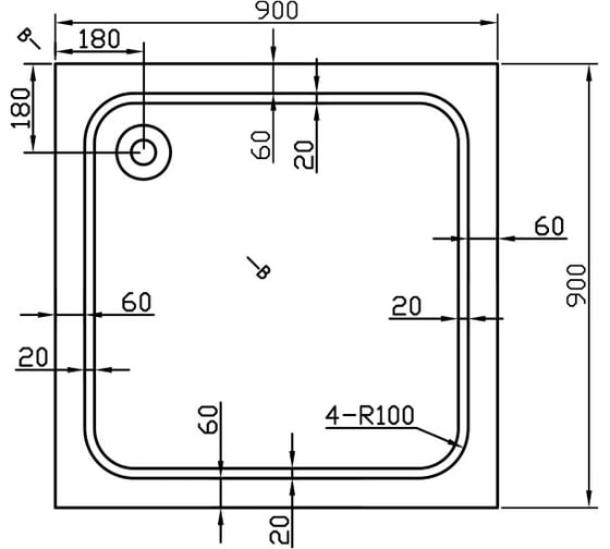Акриловый поддон для душа VINCEA 900x900x135, сифон Ф90 с гидрозатвором VST-2AS-9090