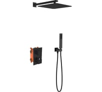 Душевой комплект VINCEA термостатический встраиваемый, двухрежимный, черный VSFW-102TMB