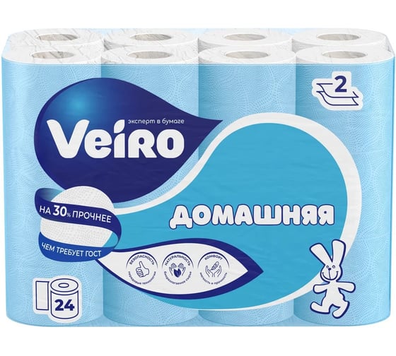 Туалетная ролевая бумага VEIRO Домашняя 24 шт, 1С224 1