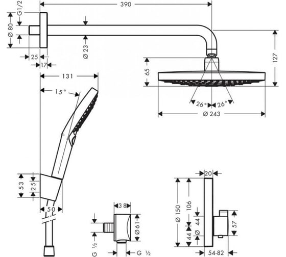 Душевой комплект Hansgrohe 27297000 00000047782