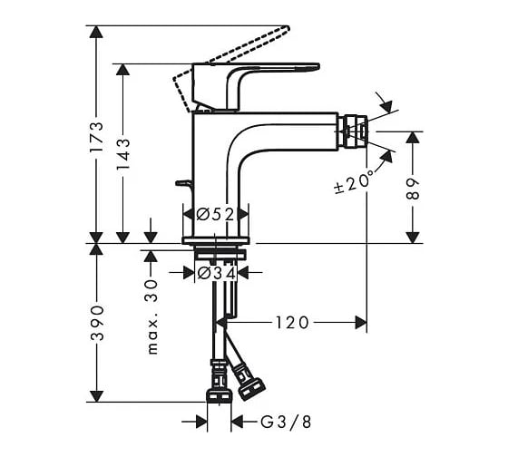 смеситель для биде Hansgrohe Rebris e 72210000 00000122446