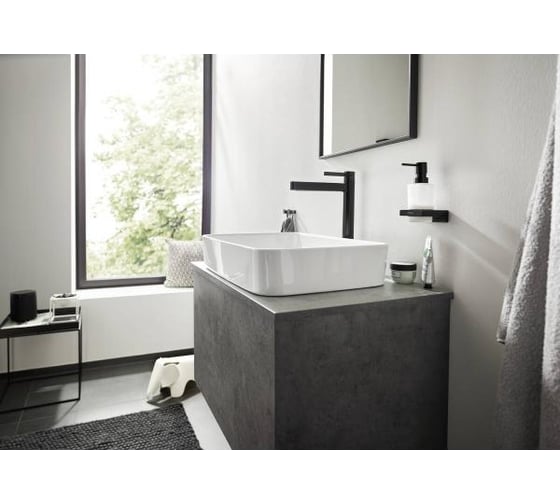 Cмеситель для раковины Hansgrohe Finoris 260, push open, матовый черный 76070670 00000093226