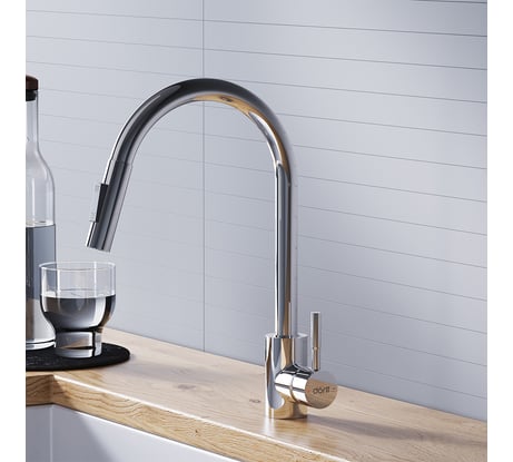 Кухонный смеситель Dorff Logic вытягивающимся изливом, хром D3007500