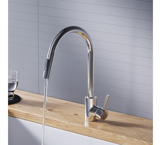 Кухонный смеситель Dorff Logic вытягивающимся изливом, хром D3007500