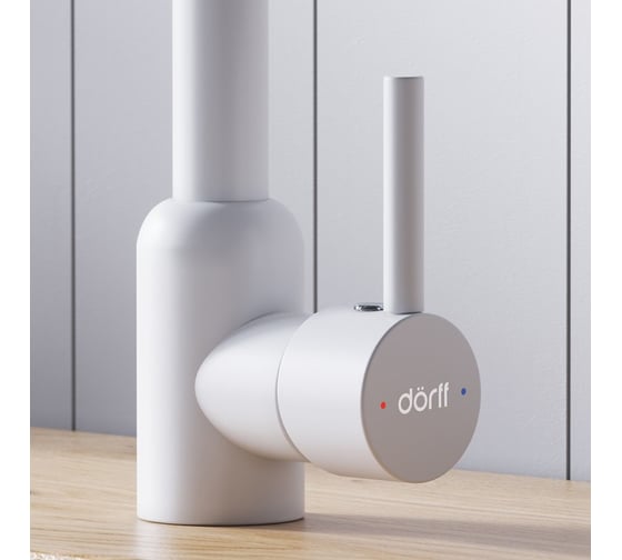 Кухонный смеситель Dorff Logic поворотный, белый D3007033