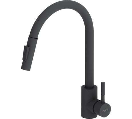 Кухонный смеситель Dorff Logic с вытягивающимся изливом, черный D3007522