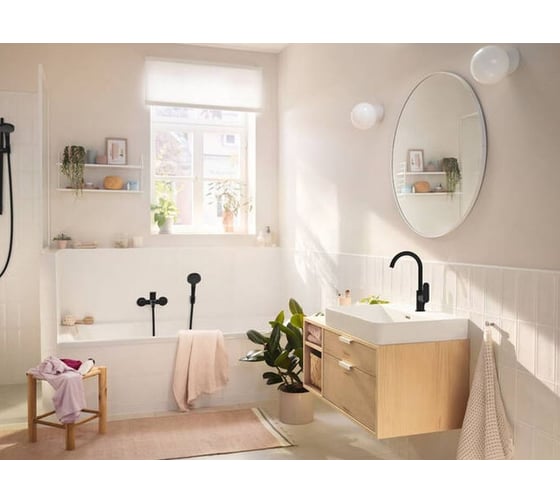 Смеситель для раковины Hansgrohe Rebris e 210, матовый черный 72536670 00000122445
