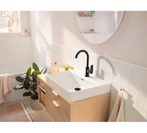 Смеситель для раковины Hansgrohe Rebris e 210, матовый черный 72536670 00000122445