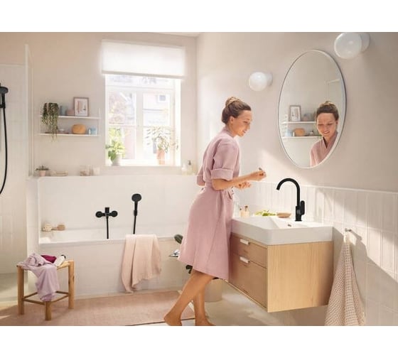 Смеситель для раковины Hansgrohe Rebris e 210, матовый черный 72536670 00000122445