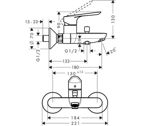 Смеситель для ванны Hansgrohe Logis e 71415000 00000068508