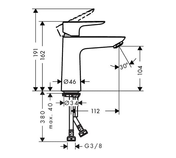 Смеситель для раковины Hansgrohe Talis e 110 шлиф. черный хром 71710340 00000071856