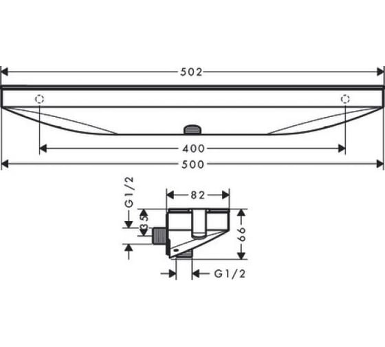 Настенный держатель Hansgrohe Rainfinity porter 500 мм, с полкой, правый 26858000 00000071049