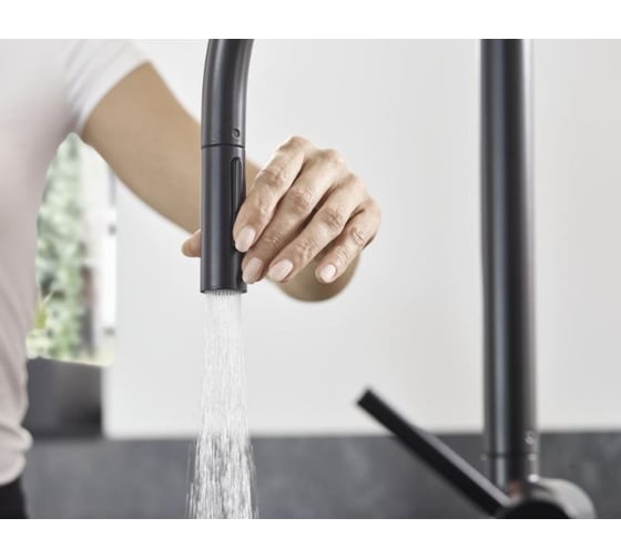 Смеситель для кухни Hansgrohe Talis с вытяжным душем матовый черный 72800670 00000082188