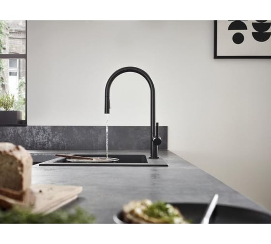 Смеситель для кухни Hansgrohe Talis с вытяжным душем матовый черный 72800670 00000082188