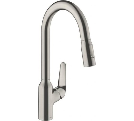 Смеситель для кухни Hansgrohe Focus m42 с вытяжным изливом, сталь 71800800 00000089548