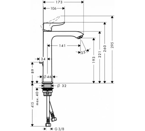 Смеситель для раковины Hansgrohe Metris без донного клапана 31185000 00000037330
