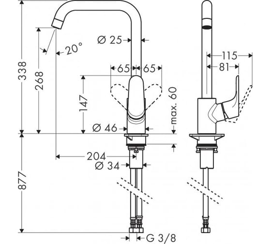 Смеситель для кухни Hansgrohe Focus е2 матовый черный 31820670 00000071062