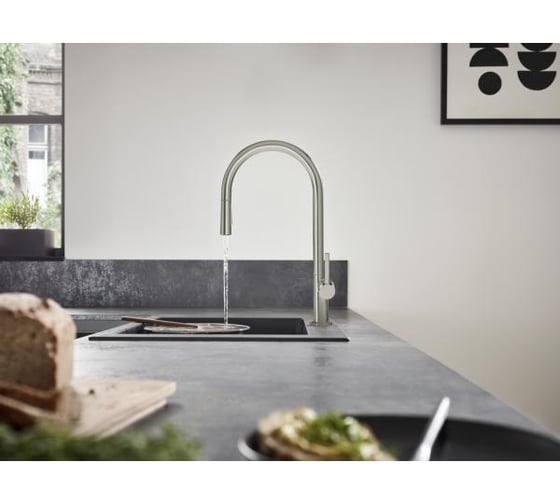 Смеситель для кухни Hansgrohe M54 talis 210 с вытяжным душем, сталь 72800800 00000083872