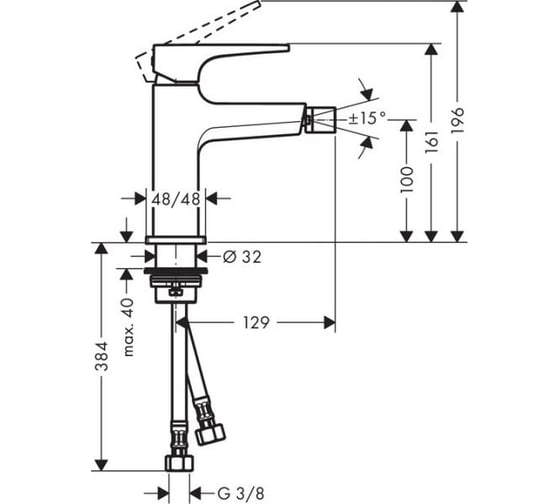 Смеситель для биде Hansgrohe Metropol шлиф. черный хром 32520340 00000093081