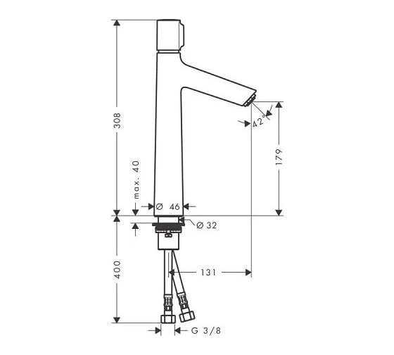 Смеситель для раковины Hansgrohe Talis select s 190 без донного клапана 72045000 00000047121