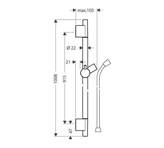 Штанга для душа Hansgrohe Unica s puro 90 см полир.золото 28631990 00000076784