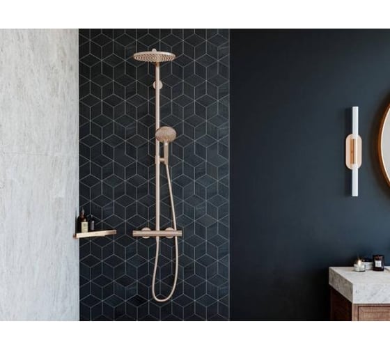 Душевая система Hansgrohe Raindance select showerpipe s 240 1jet powderrain, шлиф.бронза 27633140 00000071053