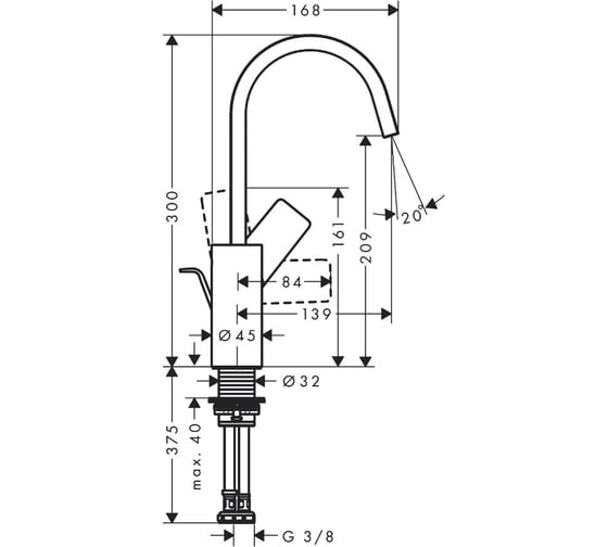 Смеситель для раковины Hansgrohe Vivenis 210 push open матовый черный 75030670 00000091255