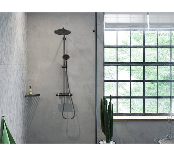 Душевая система Hansgrohe Croma select s 280 1jet showerpipe шлифованный черный хром 26890340 00000082185