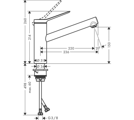 Смеситель для кухни Hansgrohe Zesis m33 150 1jet 74802000 00000096452