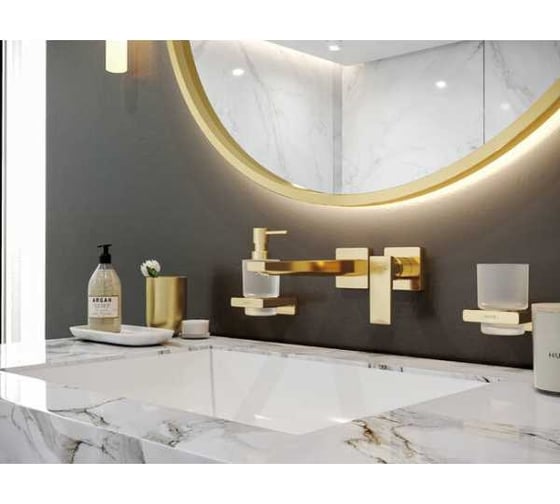 Смеситель для раковины из стены Hansgrohe Metropol полир.золото 32526990 00000076123