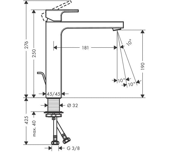 Смеситель для раковины Hansgrohe Vernis shape 190 71590000 00000095282