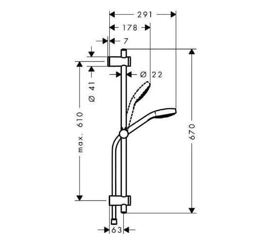 Душевой гарнитур Hansgrohe Verso select vario 65 26710400 00000039679