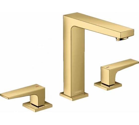 Смеситель для раковины Hansgrohe Metropol 160, на 3 отв., push-open, полиров.золото 32515990 00000078739 1