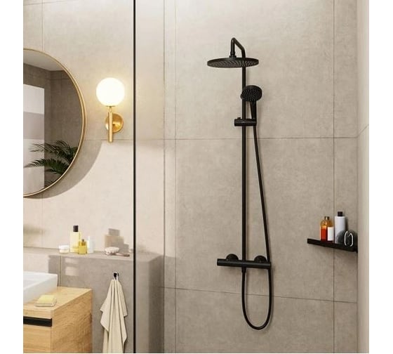 Термостатическая душевая система Hansgrohe Vernis blend showerpipe 240 матовый черный 26426670 00000125472
