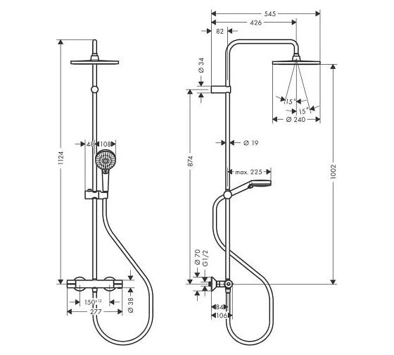 Термостатическая душевая система Hansgrohe Vernis blend showerpipe 240 матовый черный 26426670 00000125472