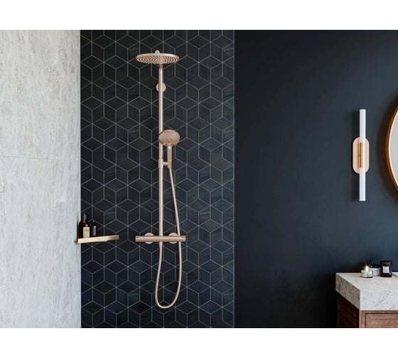 Душевая система Hansgrohe Croma select s 280 1jet showerpipe шлифованная бронза 26890140 00000081128