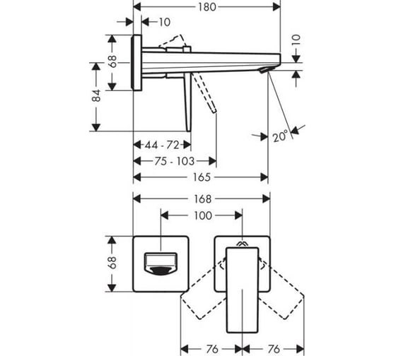 Смеситель для раковины из стены Hansgrohe Metropol 32525000 00000054664