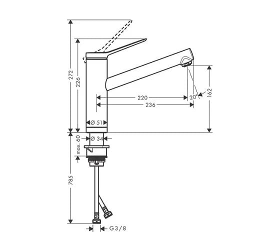 Смеситель для кухни Hansgrohe Zesis m33 160 1jet 74805000 00000096457
