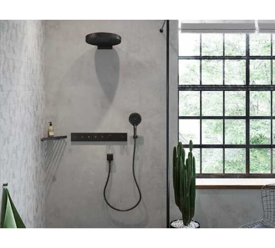 Верхний душ Hansgrohe Rainfinity 360 3jet, с настенным держателем, матовый черный 26234670 00000082823