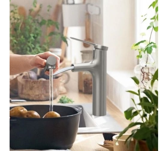 Смеситель для кухни Hansgrohe Zesis m33 160, с вытяжным душем 2jet, сталь 74801800 00000096451