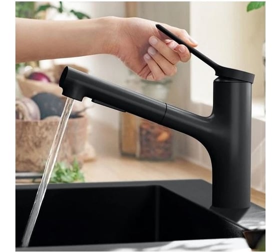 Смеситель для кухни Hansgrohe Zesis m33 150, с вытяжным душем 2jet, матовый черный 74800670 00000096445