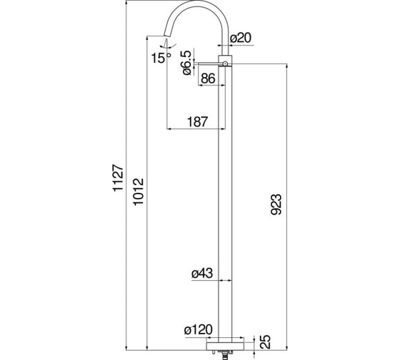 Напольный смеситель для раковины Nobili Velis глянцевый черный ve125189/3flp 00000106744
