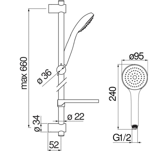 Душевой гарнитур Nobili 66 см ad140/61cr 00000106671