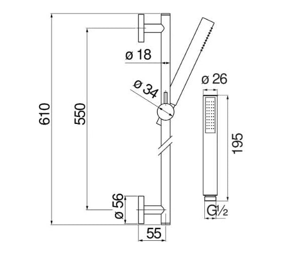 Душевой гарнитур Nobili 60 см 1jet ad140/37cr 00000040241