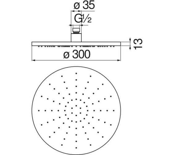 Верхний душ Nobili 30 см, глянцевый черный ad139/63flp 00000122340