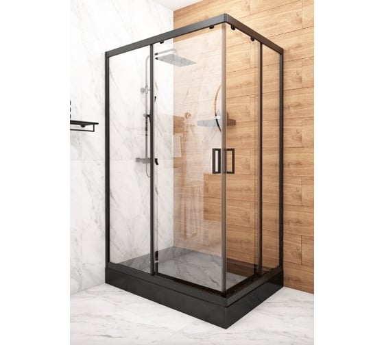 Душевое ограждение МетаКам Universal pro black 1200x800 (стекло прозрачное) KKS_014548