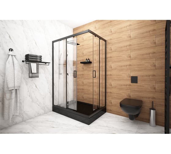 Душевое ограждение МетаКам Universal pro black 1200x800 (стекло прозрачное) 4 650 208 865 190