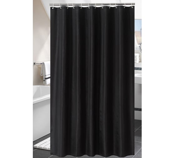 Штора для ванной с утяжелителем PRIMANOVA PREMIUM 180x200, PLE, чёрный DR-60059
