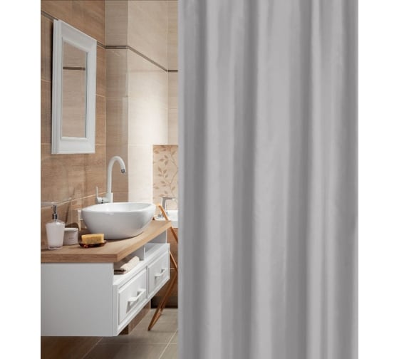Штора для ванной с утяжелителем PRIMANOVA PREMIUM 180x200, PLE, серый DR-60060
